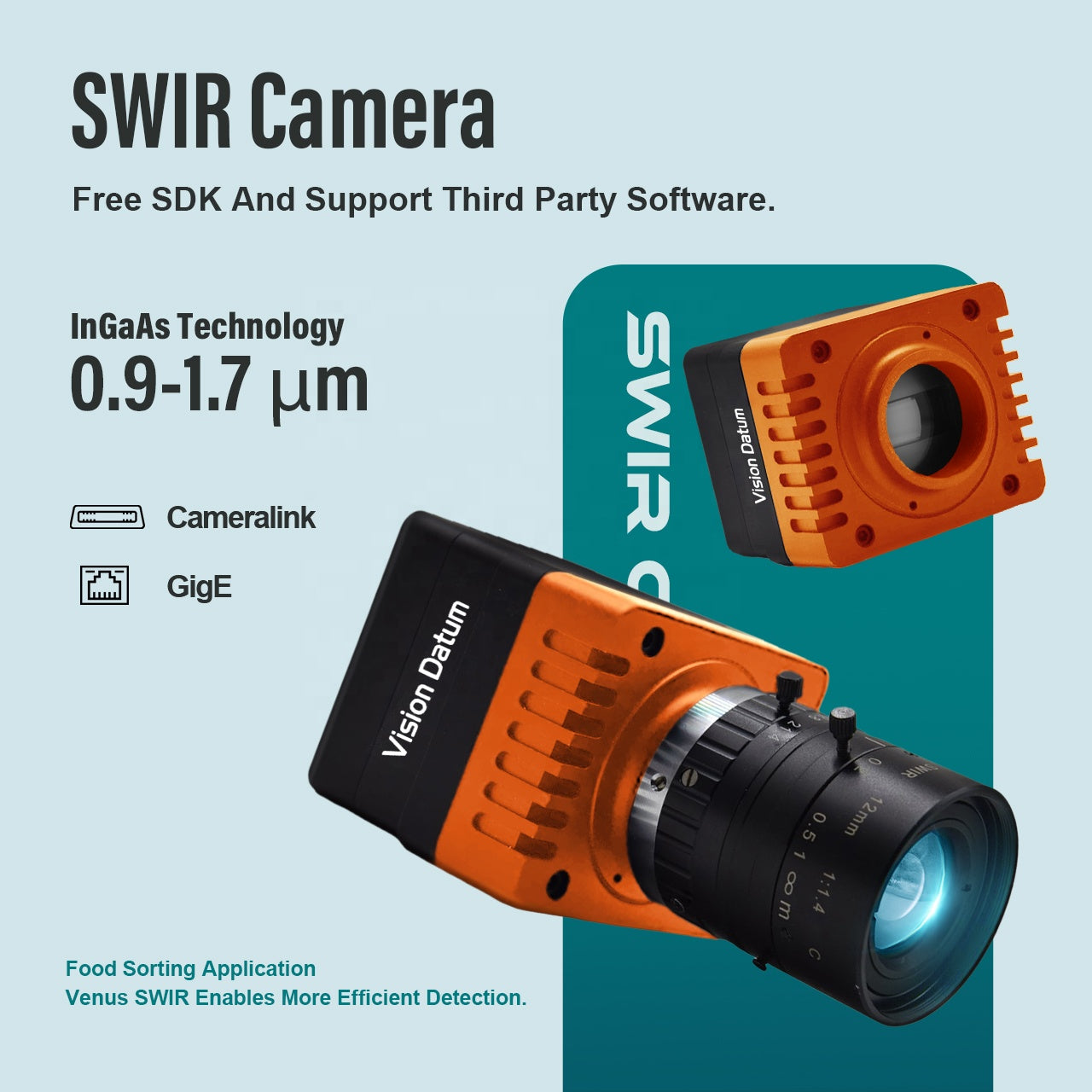High Speed Hyperspectral Shortwave Infrared CMOS USB3.0 Camera for Machine Vision Inspection