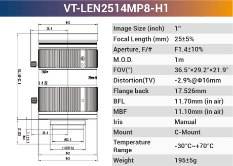 1" 8 - 10MP C - Mount Fixed Lenses - Vision Datum