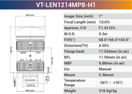 1" 8 - 10MP C - Mount Fixed Lenses - Vision Datum