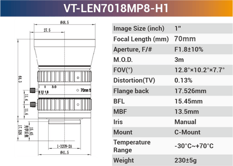 1" 8 - 10MP C - Mount Fixed Lenses - Vision Datum