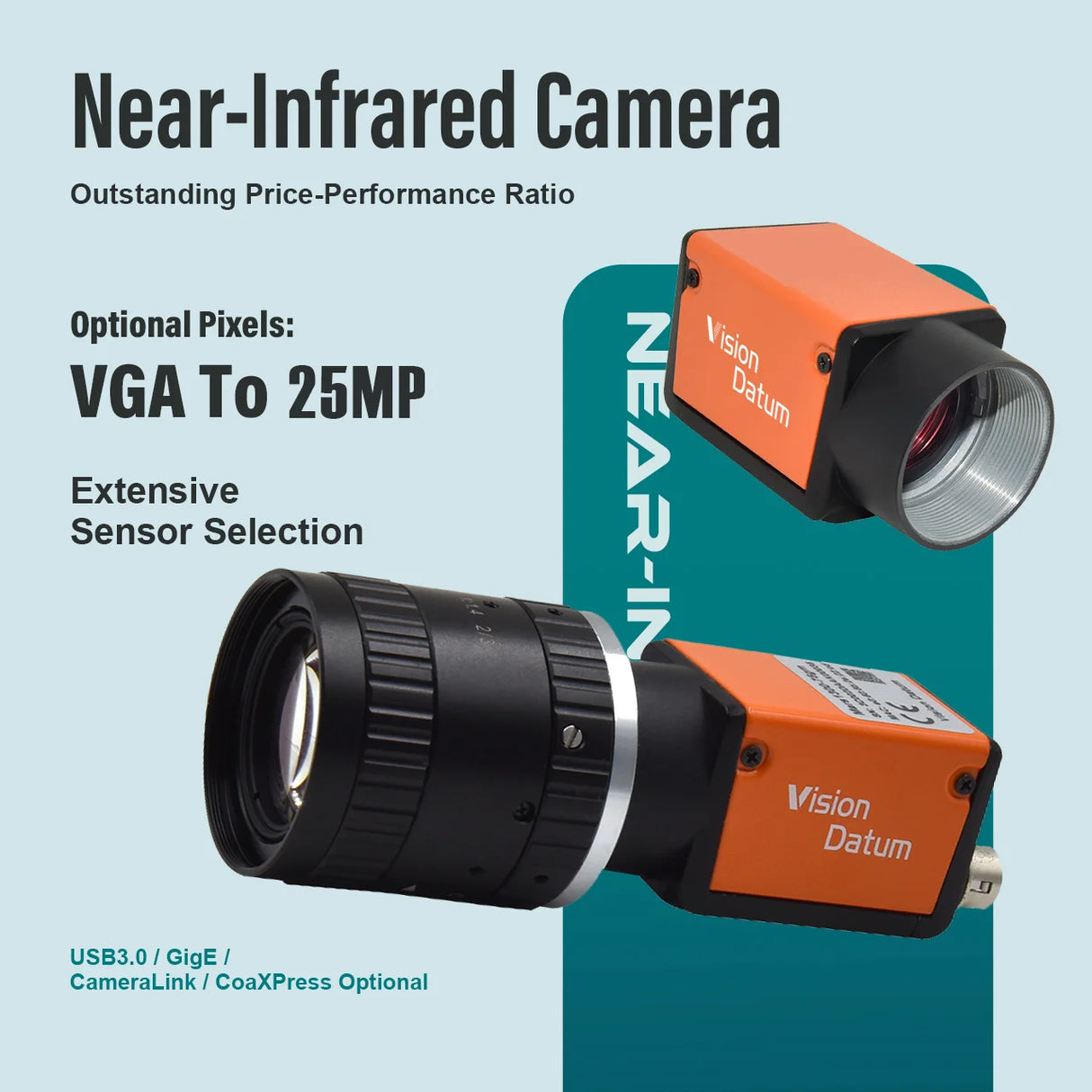 Free SDK 400-1100nm NIR Near Infrared Camera GigE C-Mount For Inspection