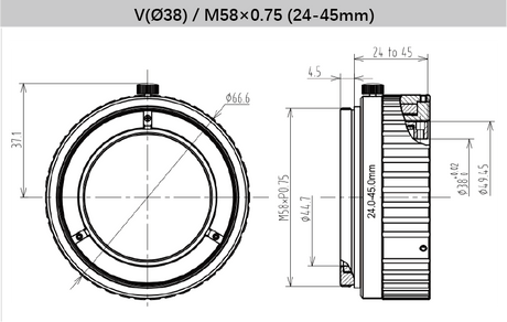 12 mm Back Focus Adjustment Adapter Ring for Industrial Vision Lenses - Vision Datum