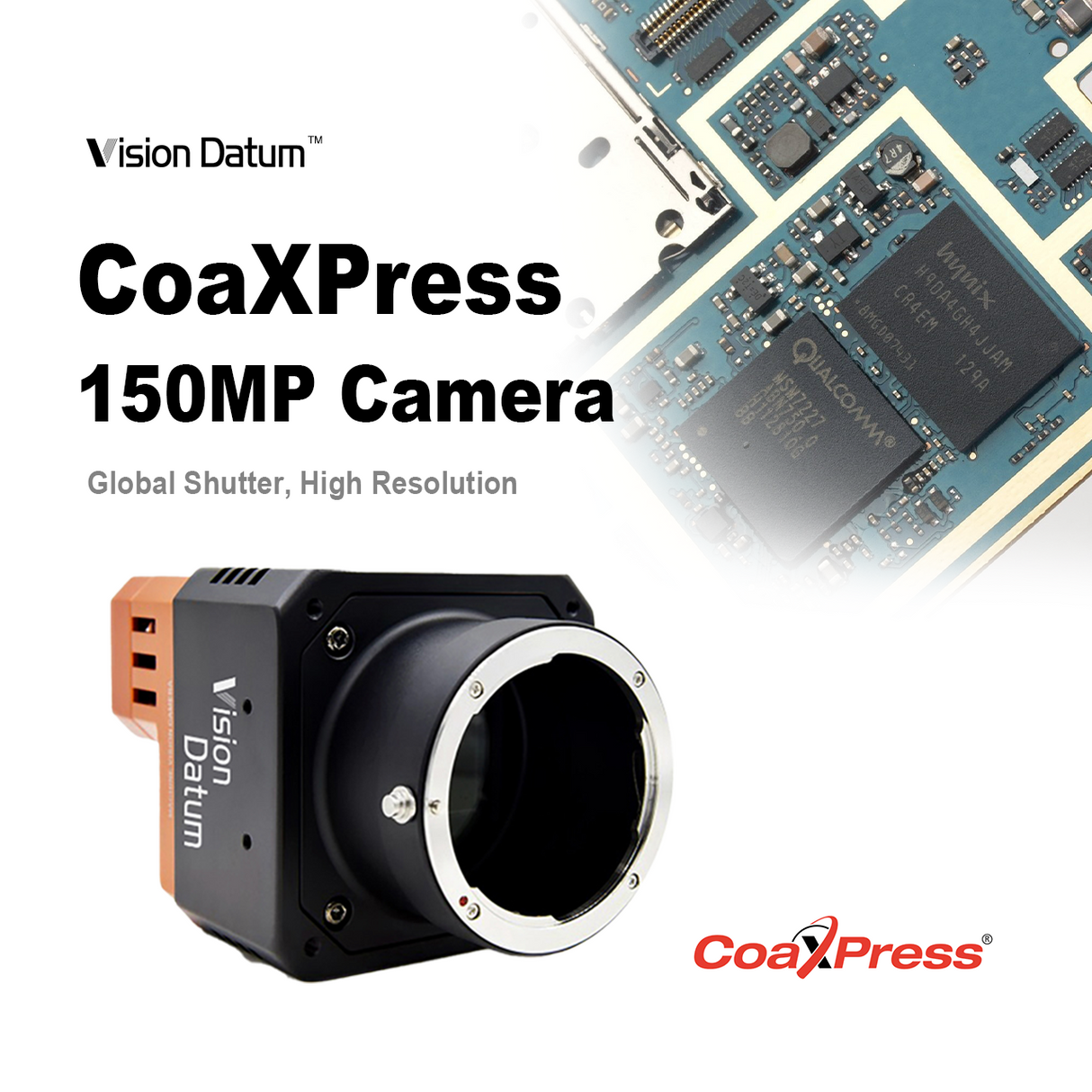 150MP IMX411 CoaXPress camera used for semiconductor wafer inspection and precision defect detection