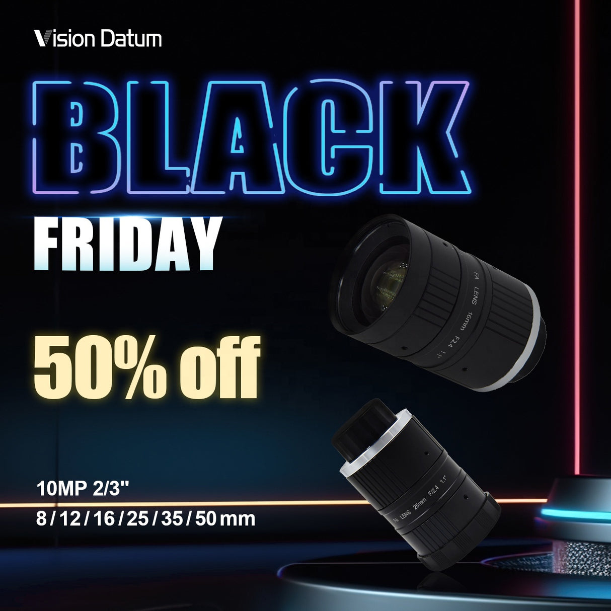 2/3" 10MP Low Distortion C-mount Fixed-Focus Lens