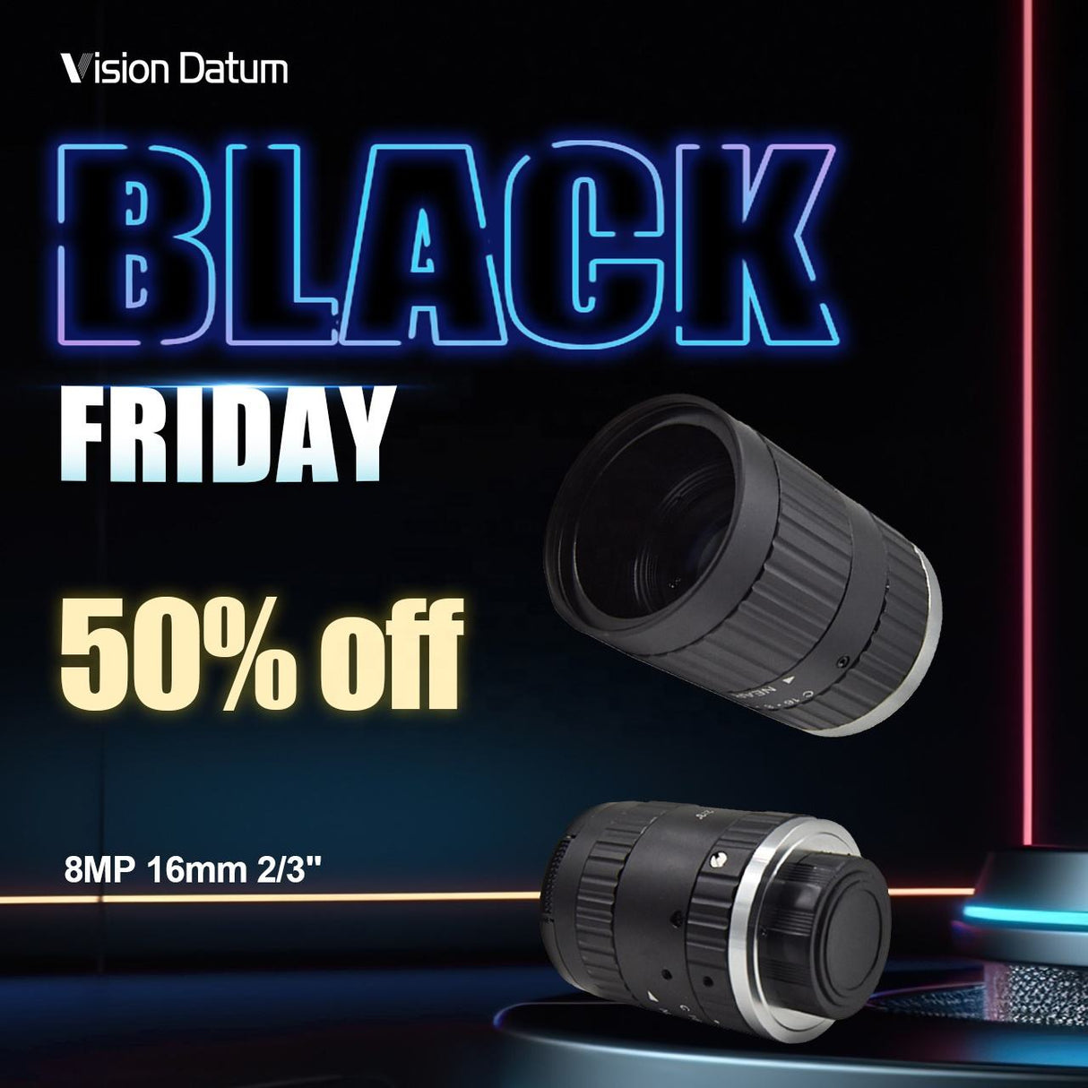 8MP 16mm C-Mount Lens With Narrowband Filter Lens Protection