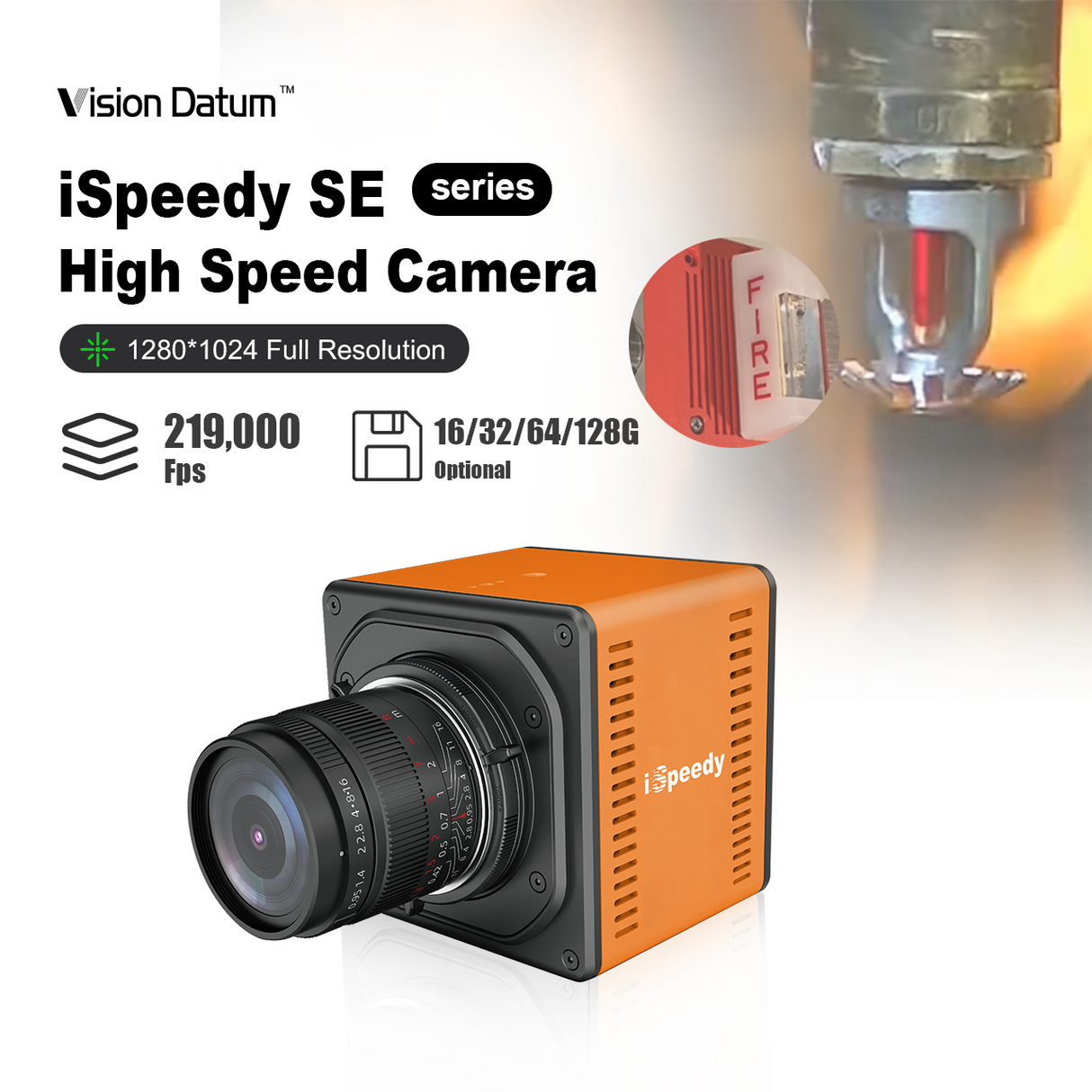 1280×124 Pixel 3000-219000fps High Speed Video Camera iSpeedy30MT13M/C-SE