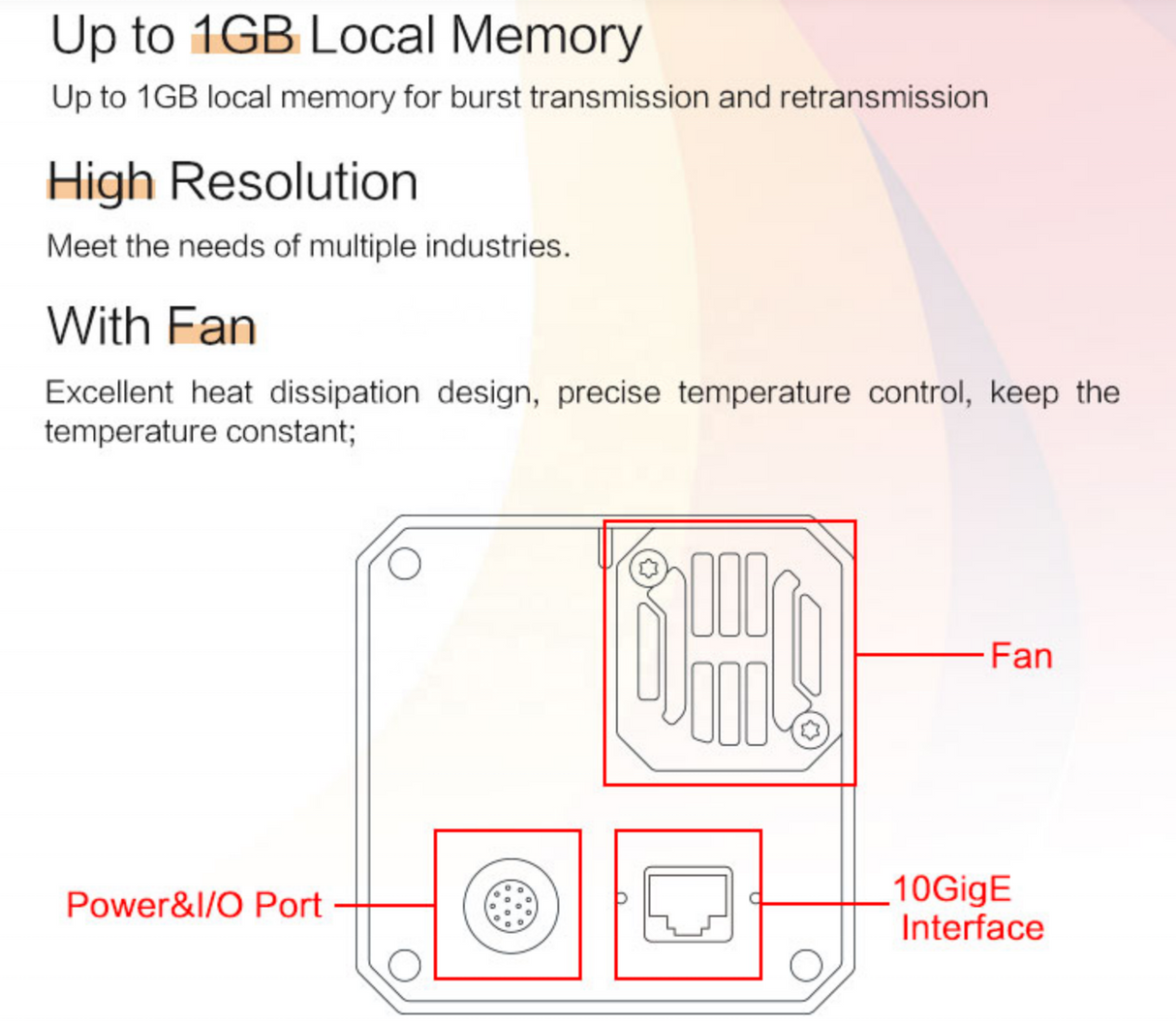 High Resolution 25MP 10GigE CMOS Area Scan Industrial Camera
