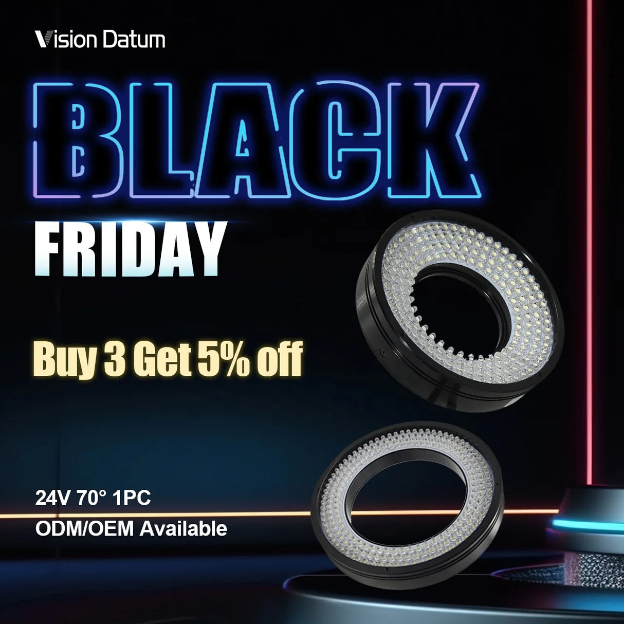 70 Degree High Angle Ring Illumination 24V High Density LED Arrays for Lead Frame Inspection