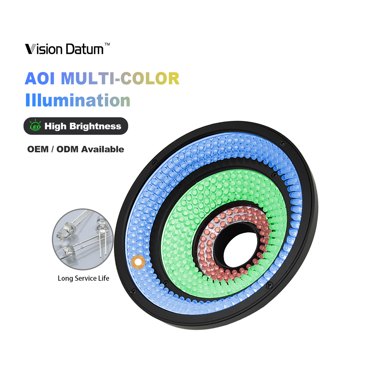 Multi-layer RGB Ring Illuminator for PCB AOI Inspection