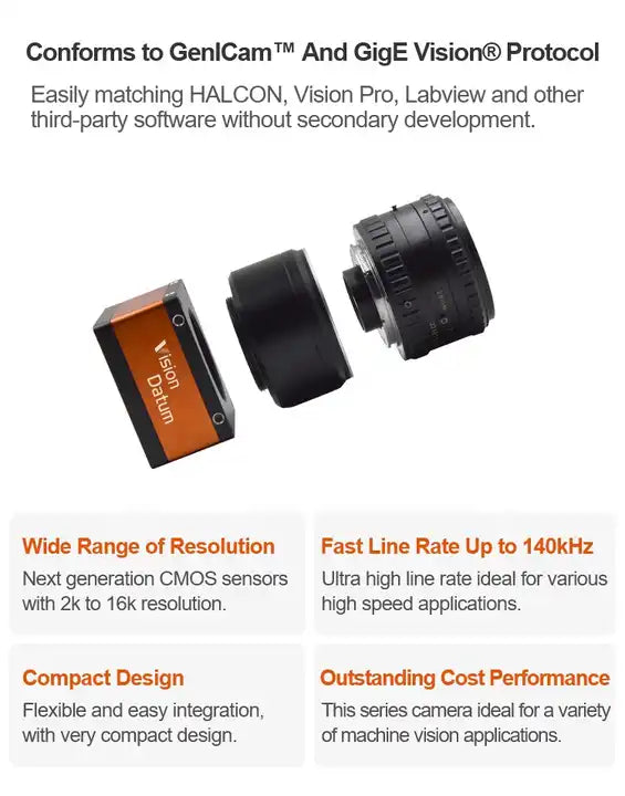 4K 120KHZ GigE Cameralink Interface Robot Line Scan Camera For Paper Inspection