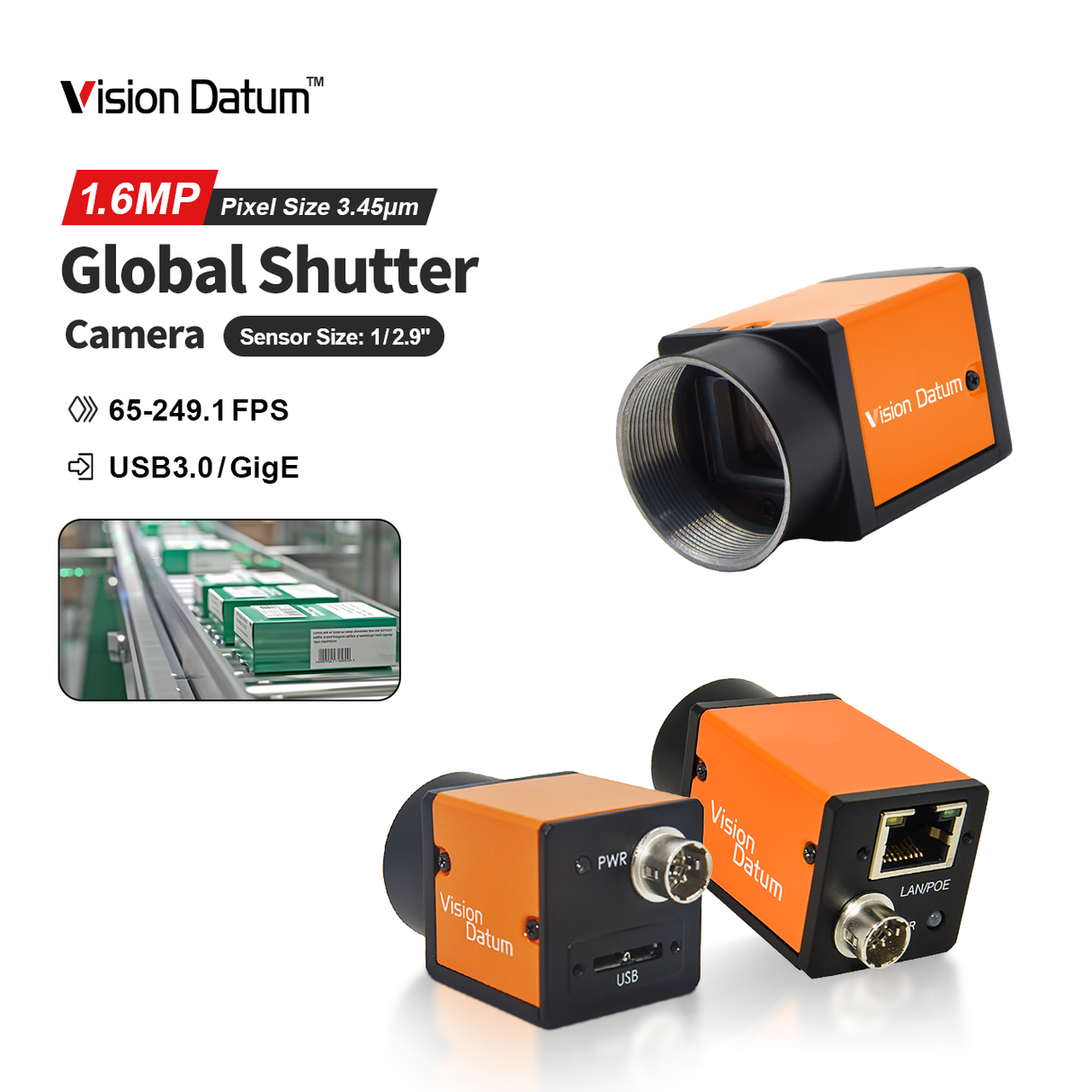 1.6MP IMX273 250FPS USB3 Vision Camera Area Scan Global Shutter LEO2 1440S-250UC - Vision Datum