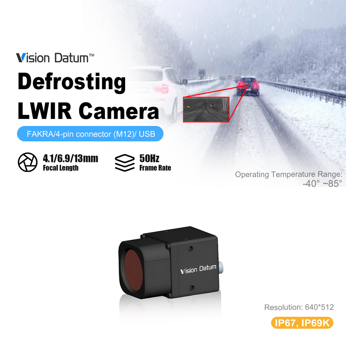 iVa640LWD 640×512 IP67 Shutterless Thermal Camera – Defog & Defrost