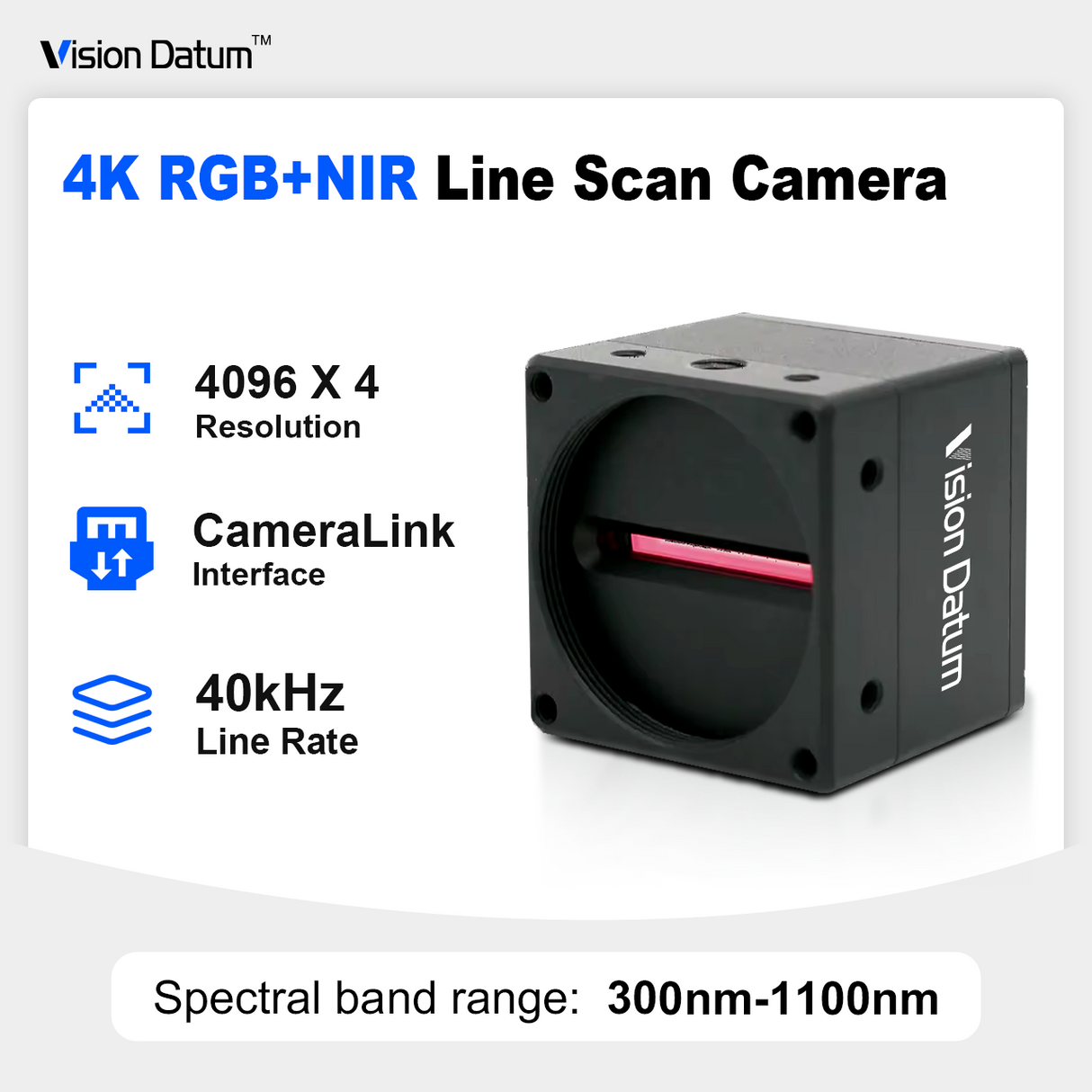 4k 40KHz Line Scan RGB Near Infrared Camera For Defect Detection