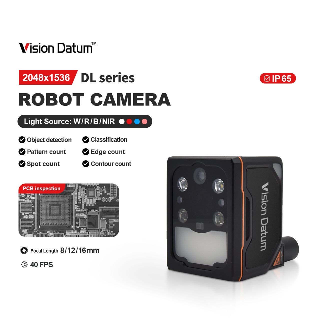 3MP 40FPS Pharmaceutical Track Deep Learning Smart Camera | VT-SM2-2048DL