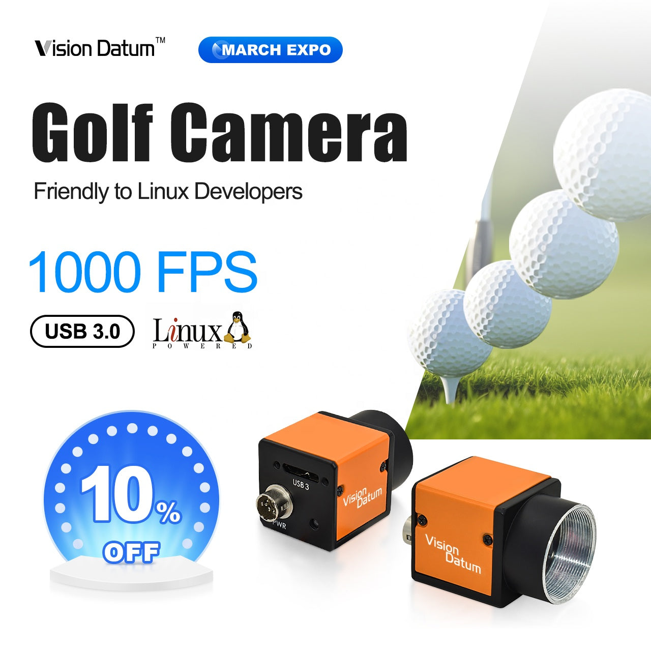 300 FPS Machine Vision Python300 USB3 Motion Capture Camera 1000 FPS High Speed Camera for Golf Swing Ball Trajectory Analysis