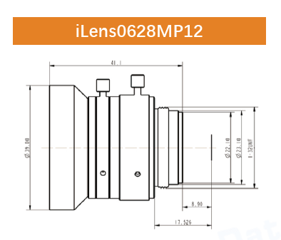 12 Mega Pixels 1/1.7 " C-mount Low Distortion Industrial Lens