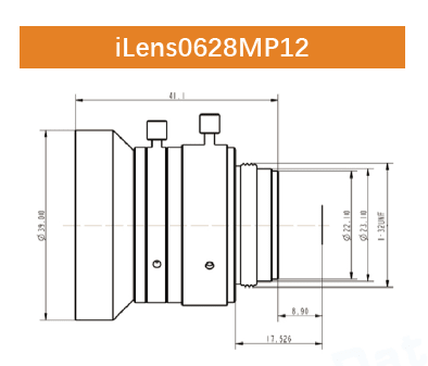 12 Mega Pixels 1/1.7 " C-mount Low Distortion Industrial Lens - Vision Datum