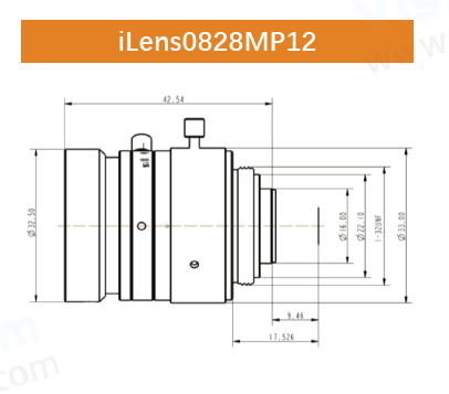 12 Mega Pixels 1/1.7 " C-mount Low Distortion Industrial Lens - Vision Datum