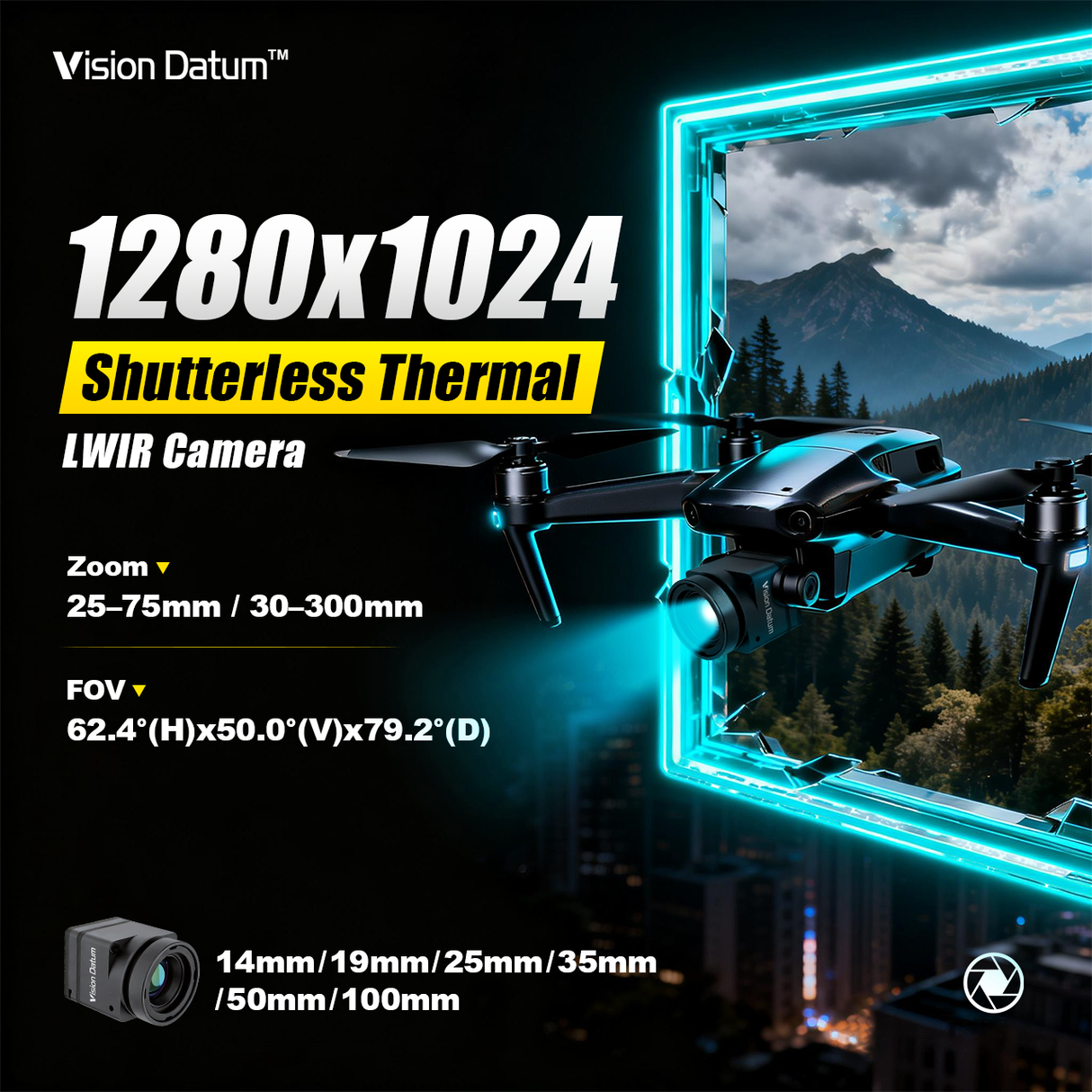 iVaS-1280LW-SL 1280x1024 Shutterless LWIR Thermal Camera for UAV - Vision Datum