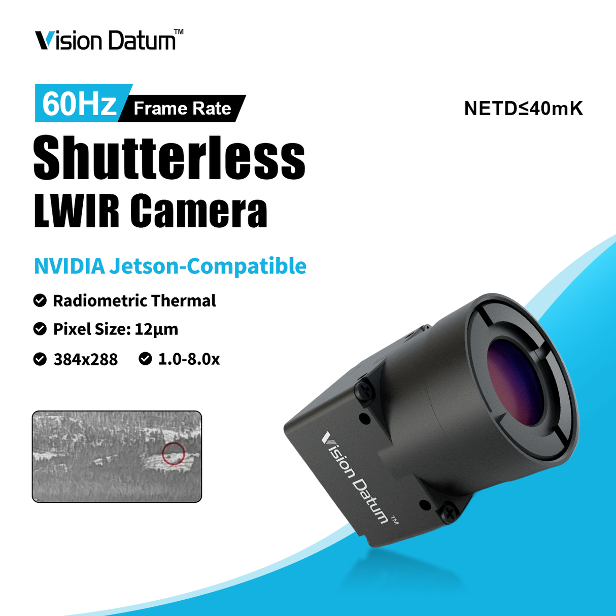 384×288 MIPI Shutterless 1.0-8.0x Digital Zoom UAV Thermal Camera iVaSL384LW