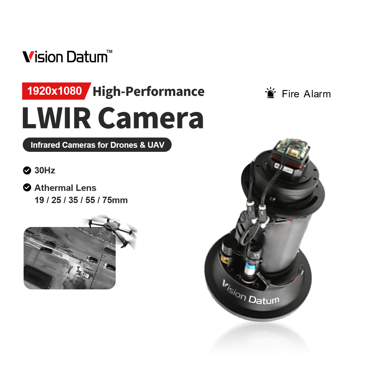 iVa-BPLW20A Drone UAV LWIR Camera 1920 X 1080 30Hz VOx Uncooled IRFPA