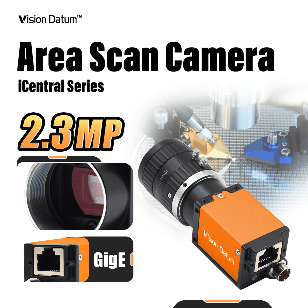 IMX249 2MP GigE global shutter industrial camera for machine vision inspection