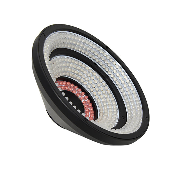 AOI series RGB ring light with independently controlled red green and blue LEDs for PCB inspection applications
