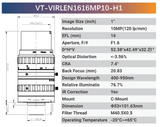 1” 16mm F1.6 10MP IR Corrected Lens - Vision Datum