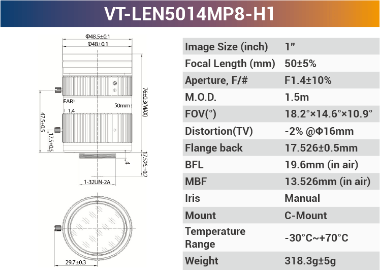 1" 8 - 10MP C - Mount Fixed Lenses - Vision Datum