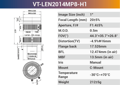 1" 8 - 10MP C - Mount Fixed Lenses - Vision Datum