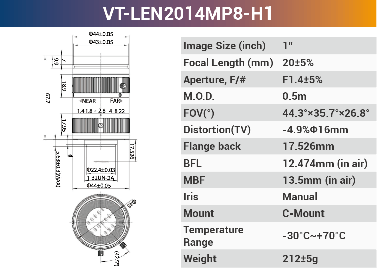 1" 8 - 10MP C - Mount Fixed Lenses - Vision Datum