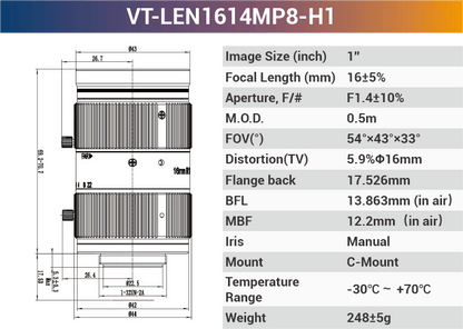 1" 8 - 10MP C - Mount Fixed Lenses - Vision Datum