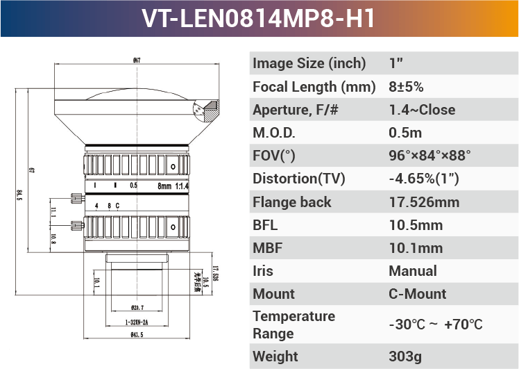 1" 8 - 10MP C - Mount Fixed Lenses - Vision Datum