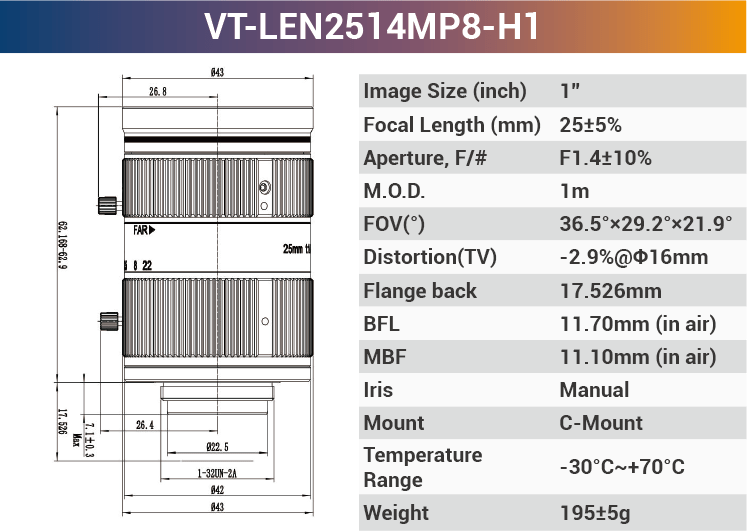 1" 8 - 10MP C - Mount Fixed Lenses - Vision Datum