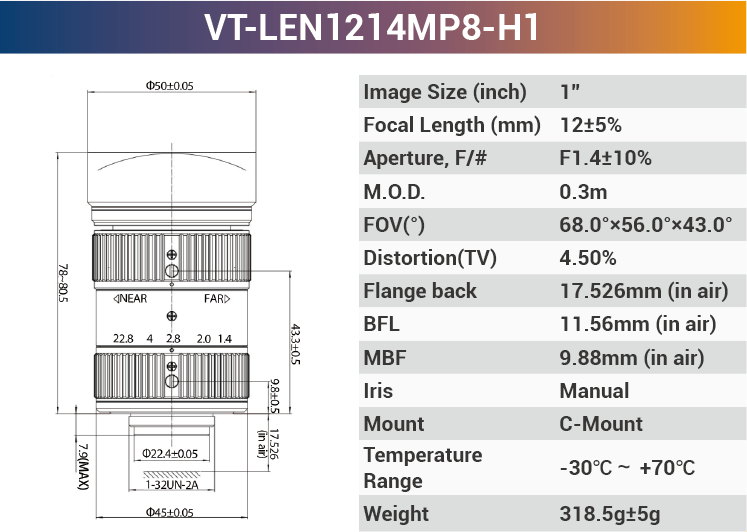 1" 8 - 10MP C - Mount Fixed Lenses - Vision Datum