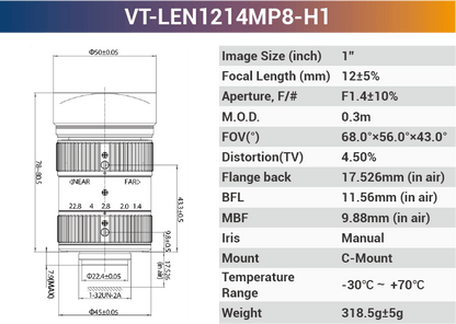 1" 8 - 10MP C - Mount Fixed Lenses - Vision Datum