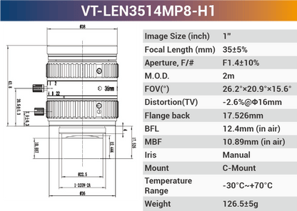 1" 8 - 10MP C - Mount Fixed Lenses - Vision Datum