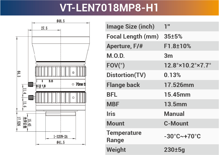 1" 8 - 10MP C - Mount Fixed Lenses - Vision Datum