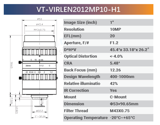 10MP C-Mount IR corrected lens integrated with industrial camera for AOI and precision inspection applications