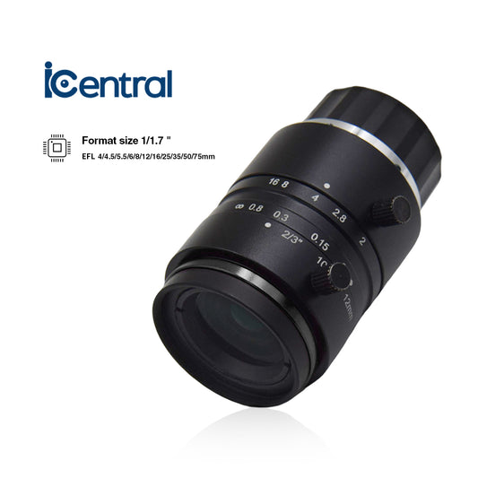 1/1.7" 12MP C-Mount Anti-Shock Industrial Machine Vision Lenses