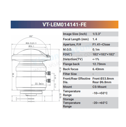 1/1.8'' 5MP Fixed Focal Industrial Lens - Vision Datum