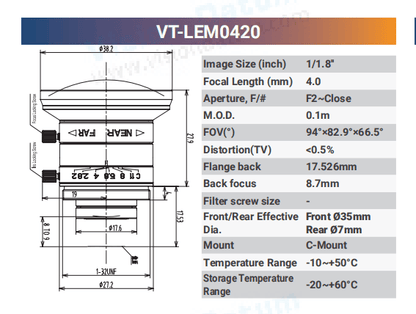 1/1.8'' 5MP Fixed Focal Industrial Lens - Vision Datum