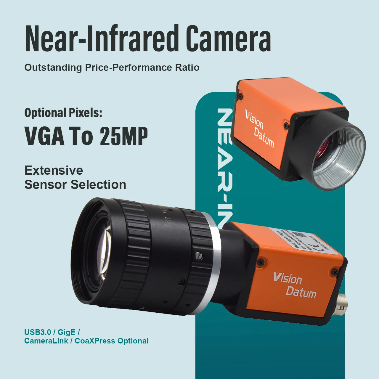 Free SDK 400-1100nm NIR Near Infrared GigE C-Mount Camera For Inspection