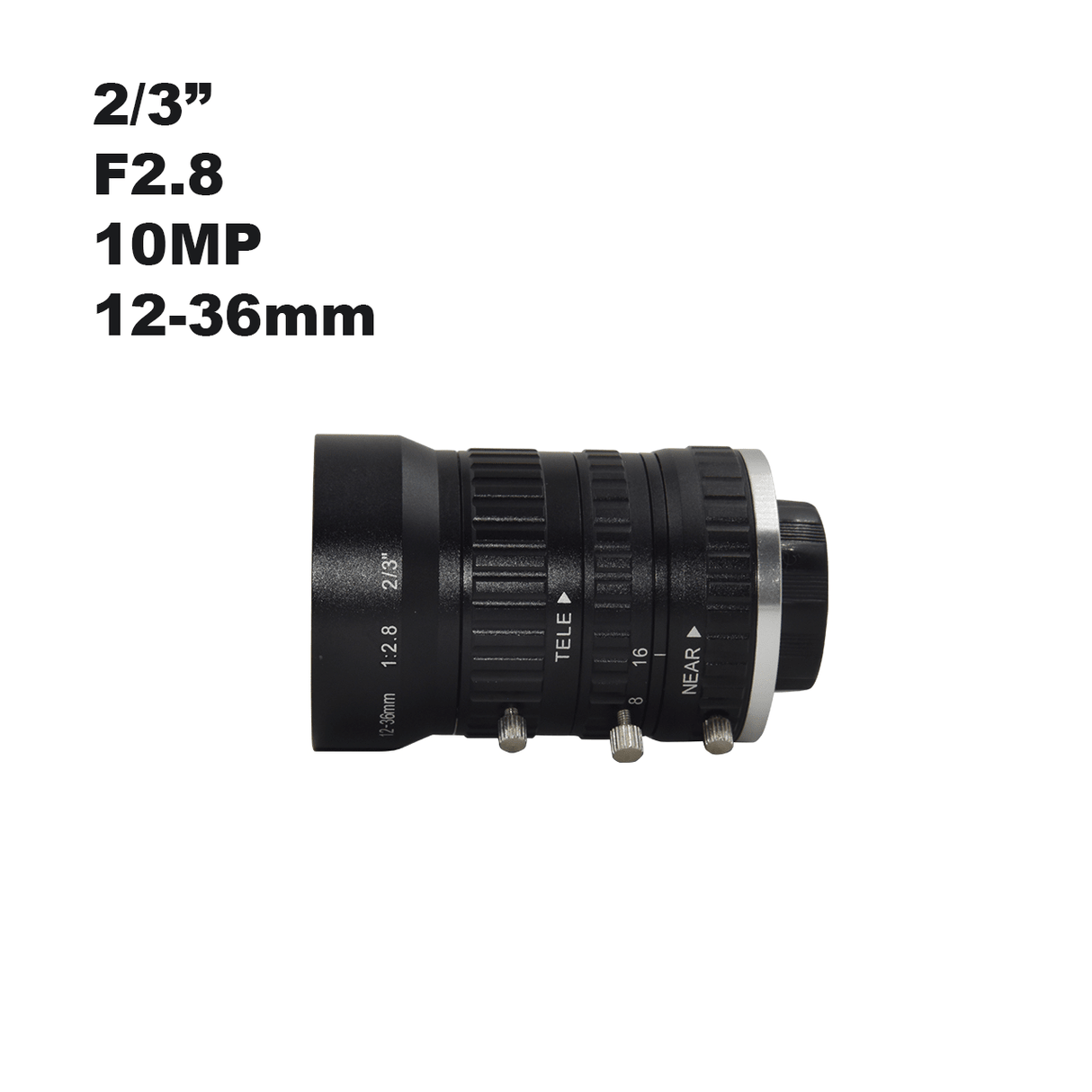 12-36mm 10MP 2/3" C-Mount Manual Zoom Iris Lenses VT-LEM1236MP10 - Vision Datum