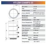 12-36mm 10MP 2/3" C-Mount Manual Zoom Iris Lenses VT-LEM1236MP10 - Vision Datum