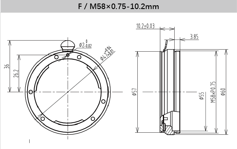 12 mm Back Focus Adjustment Adapter Ring for Industrial Vision Lenses - Vision Datum