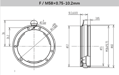 12 mm Back Focus Adjustment Adapter Ring for Industrial Vision Lenses - Vision Datum