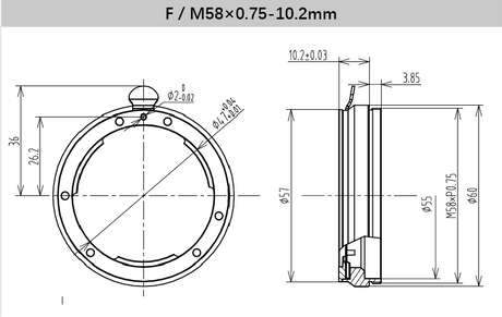 12 mm Back Focus Adjustment Adapter Ring for Industrial Vision Lenses - Vision Datum