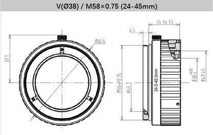 12 mm Back Focus Adjustment Adapter Ring for Industrial Vision Lenses - Vision Datum