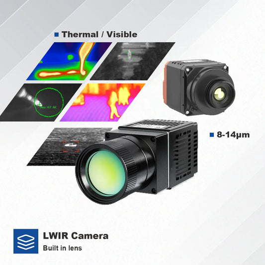 Неохлаждаемая тепловизионная камера LWIR для мониторинга безопасности, промышленное измерение температуры, дополнительный объектив 